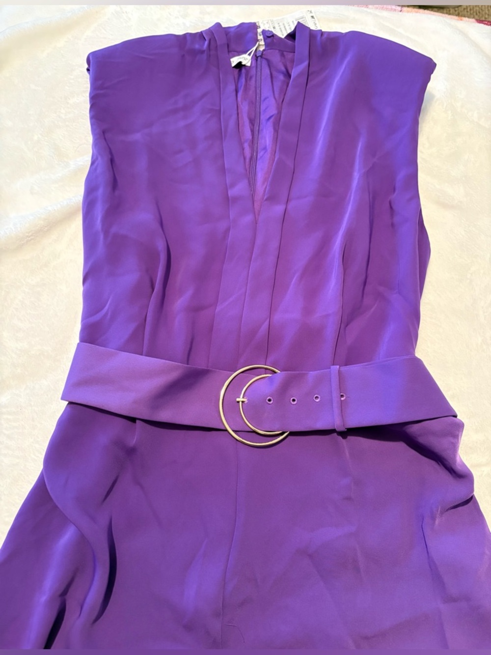 Mango Purple Sleeveless Belted Wide-leg Jumpsuit - Picture 5 of 6